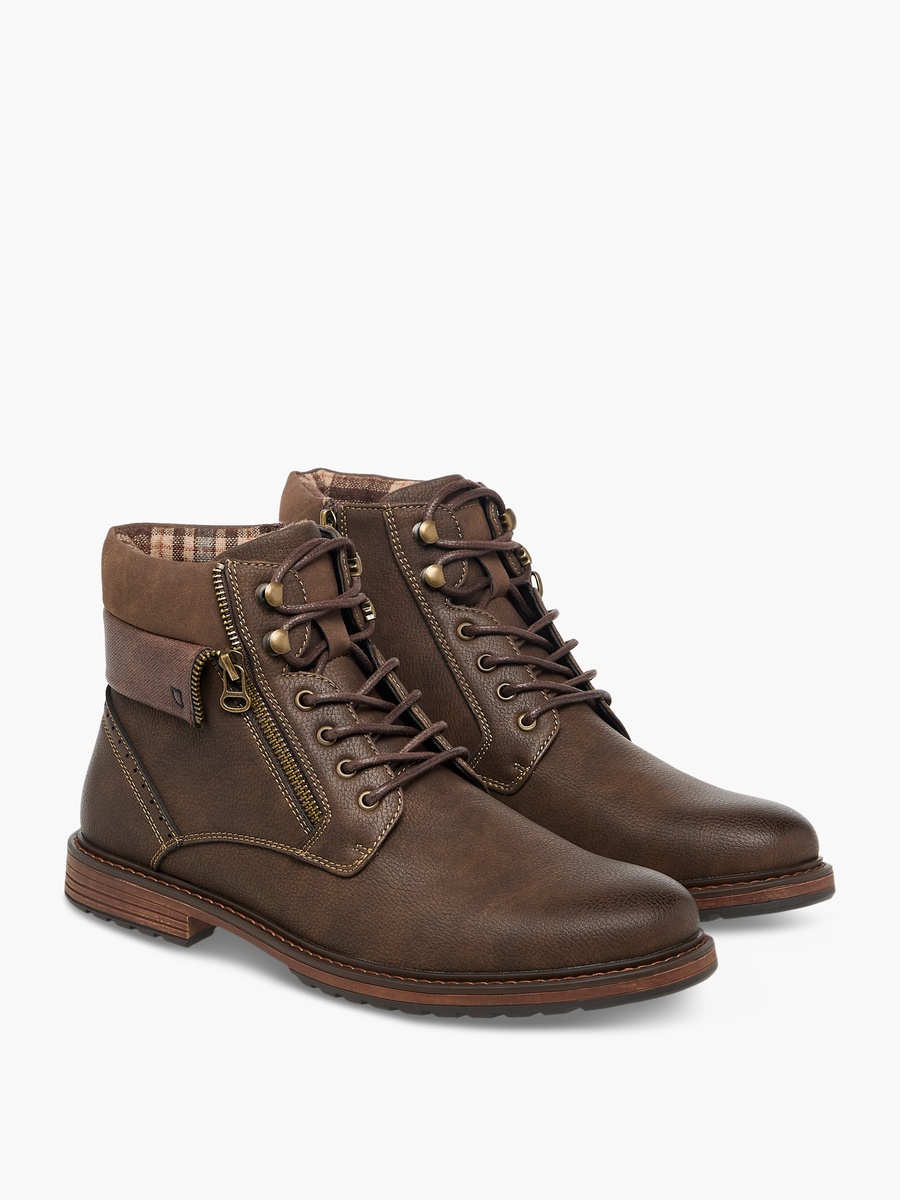 Panelled Ankle Boots with Zip Closure