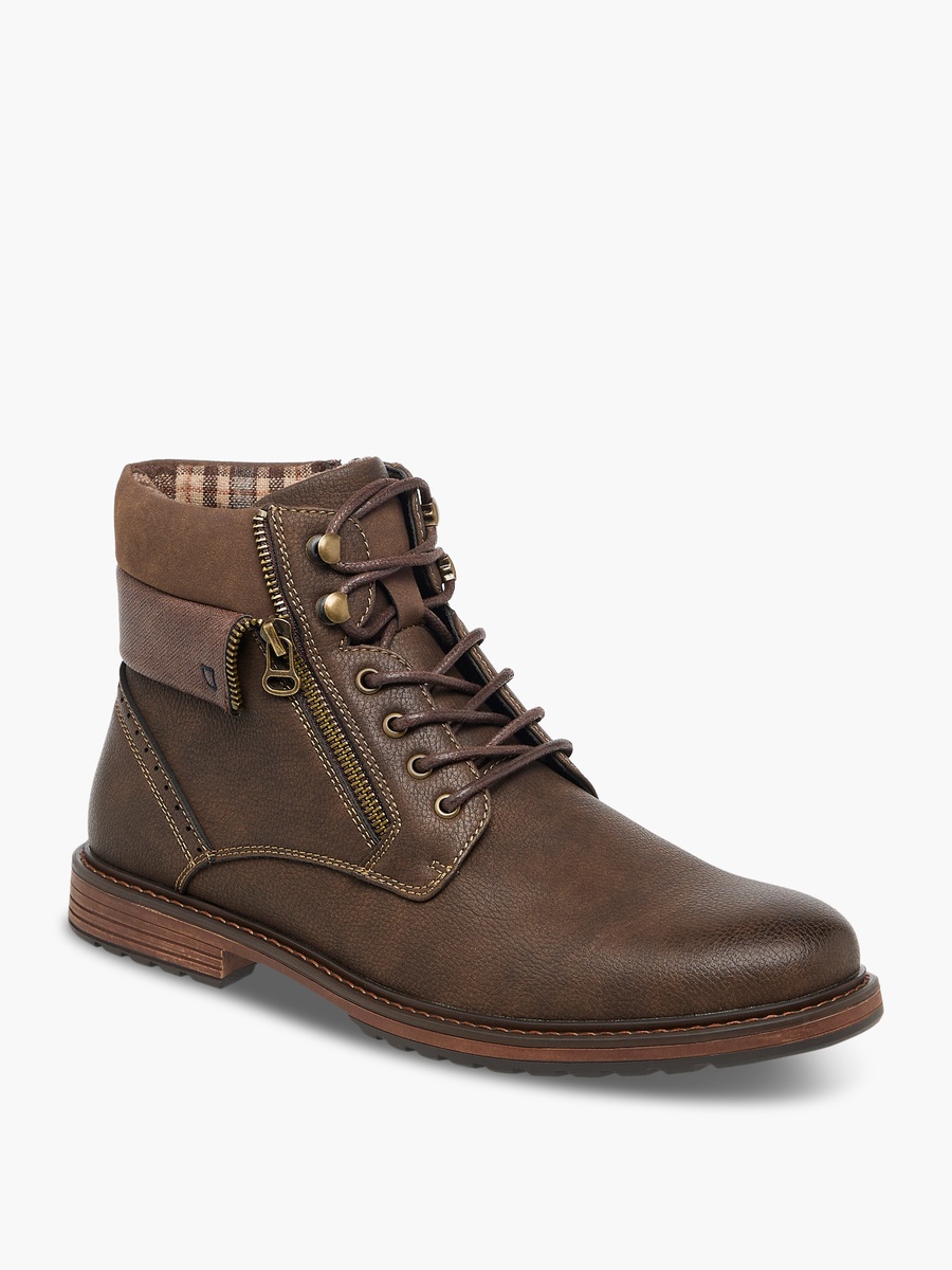 Panelled Ankle Boots with Zip Closure