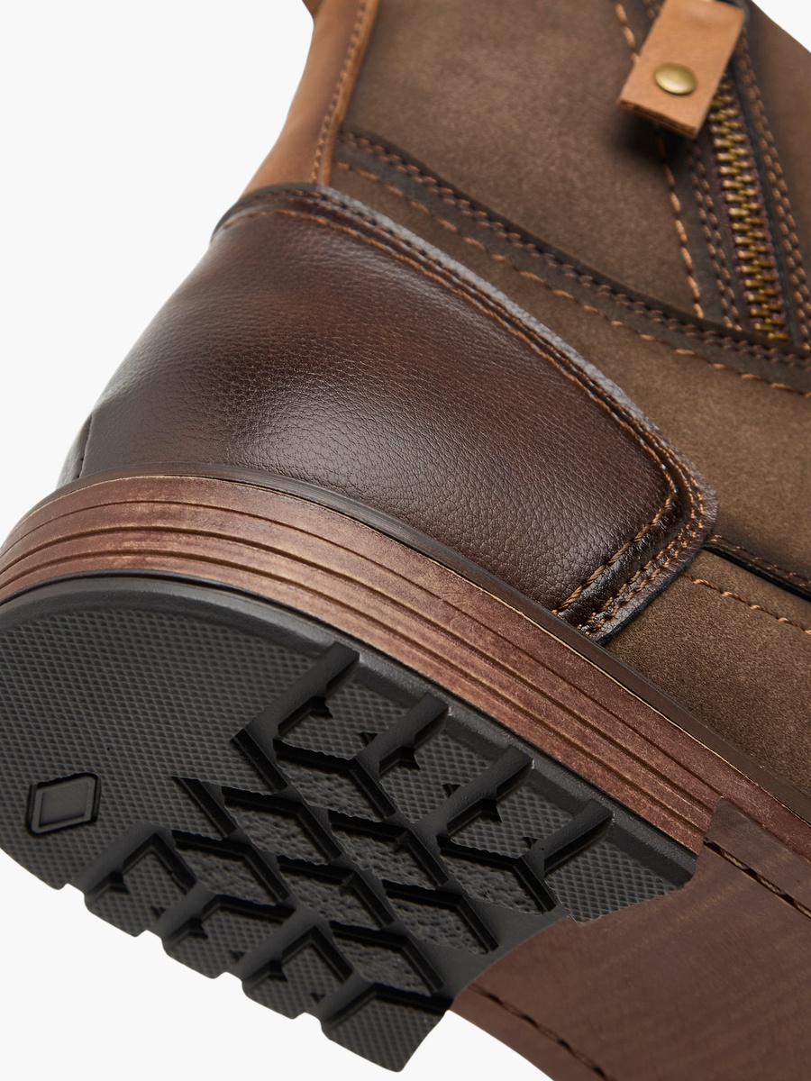 Panelled Ankle Boots with Zip Closure