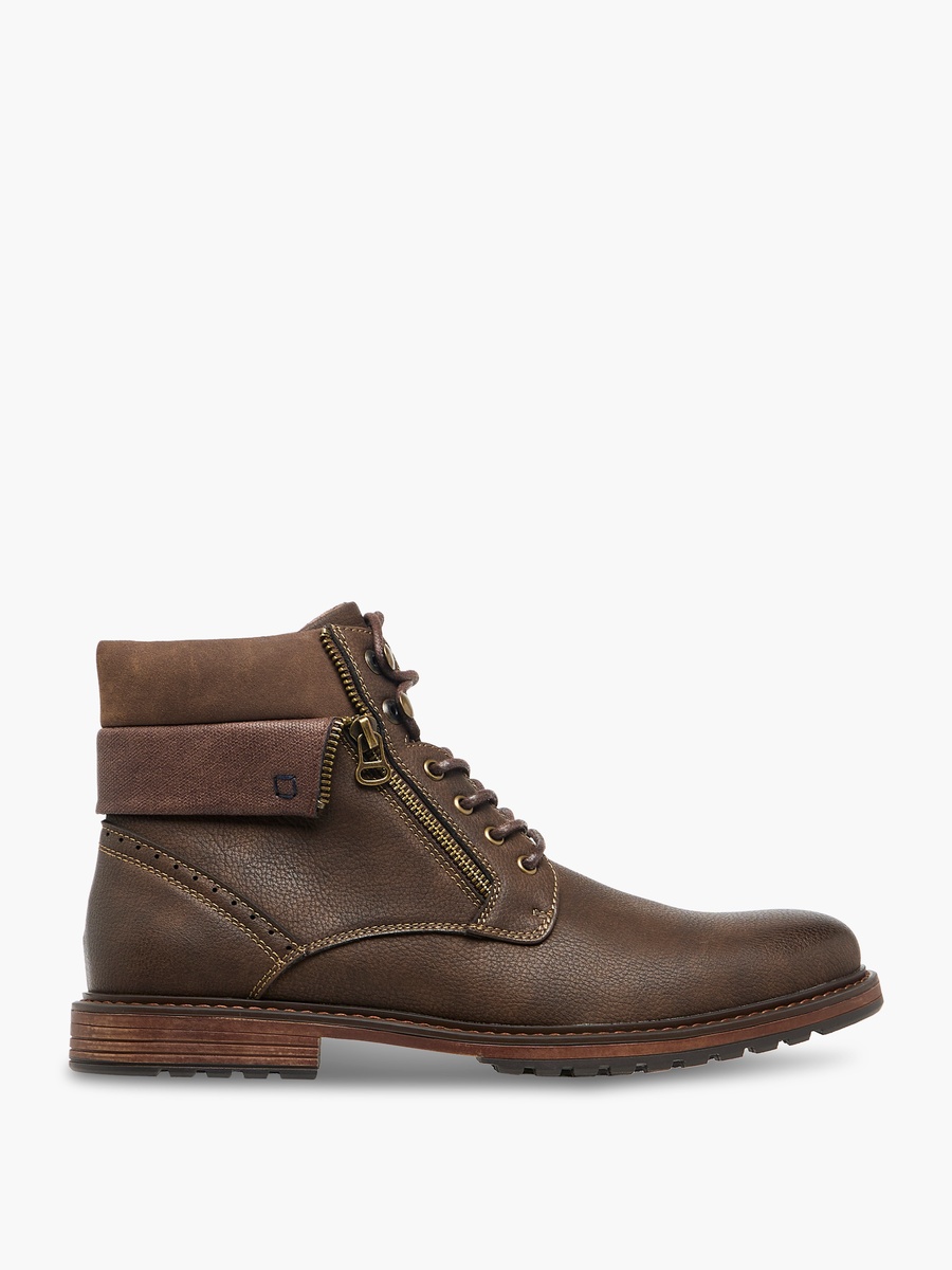 Panelled Ankle Boots with Zip Closure
