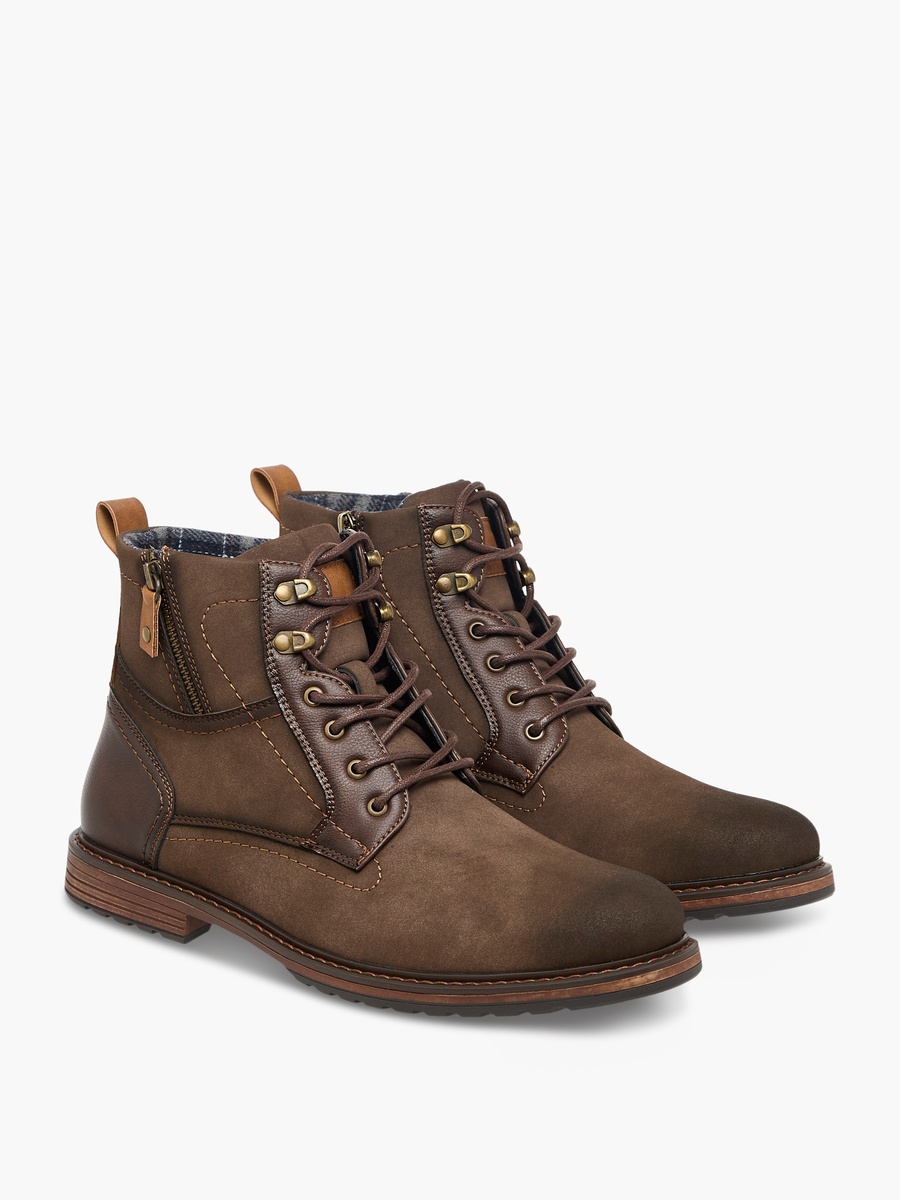 Panelled Ankle Boots with Zip Closure