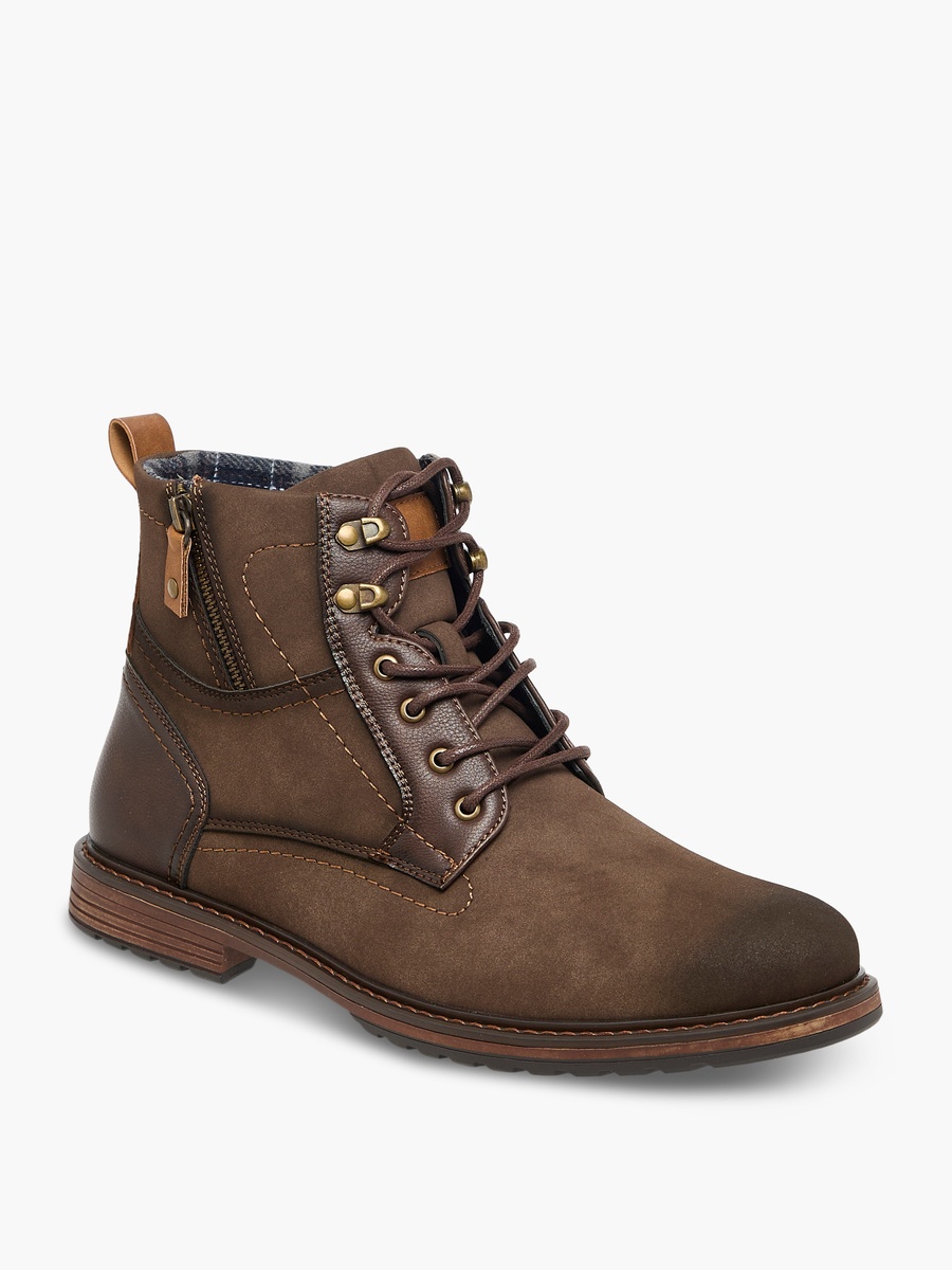 Panelled Ankle Boots with Zip Closure