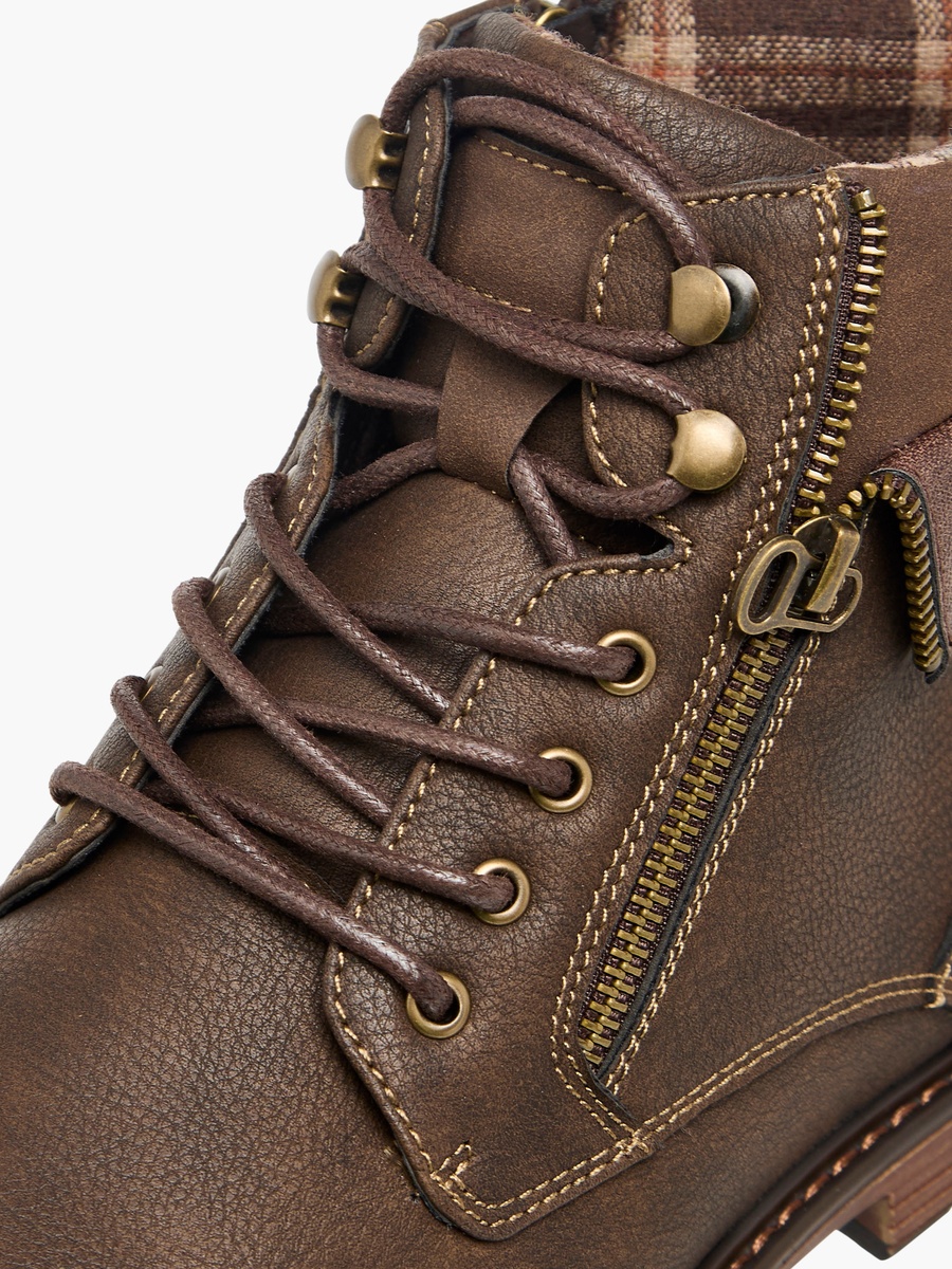 Panelled Ankle Boots with Zip Closure