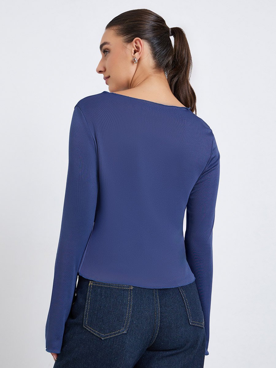 Women Plain Boat Neck T-Shirt