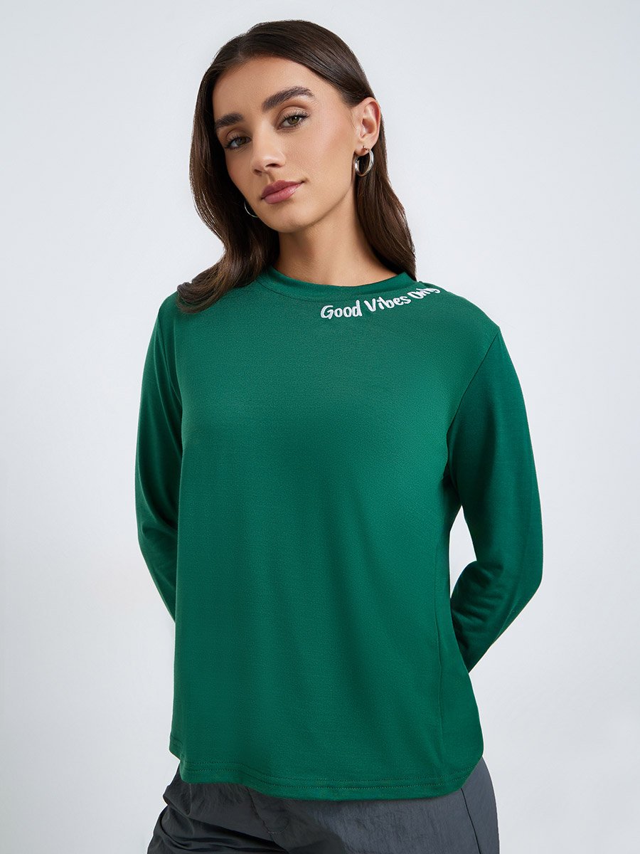 Women Slogan Print Regular Fit T-Shirt