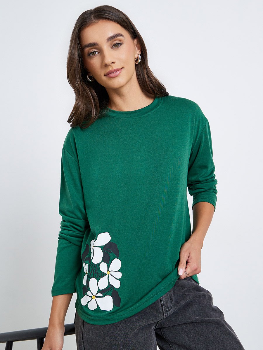 Women Floral Graphic Long Sleeve T-Shirt