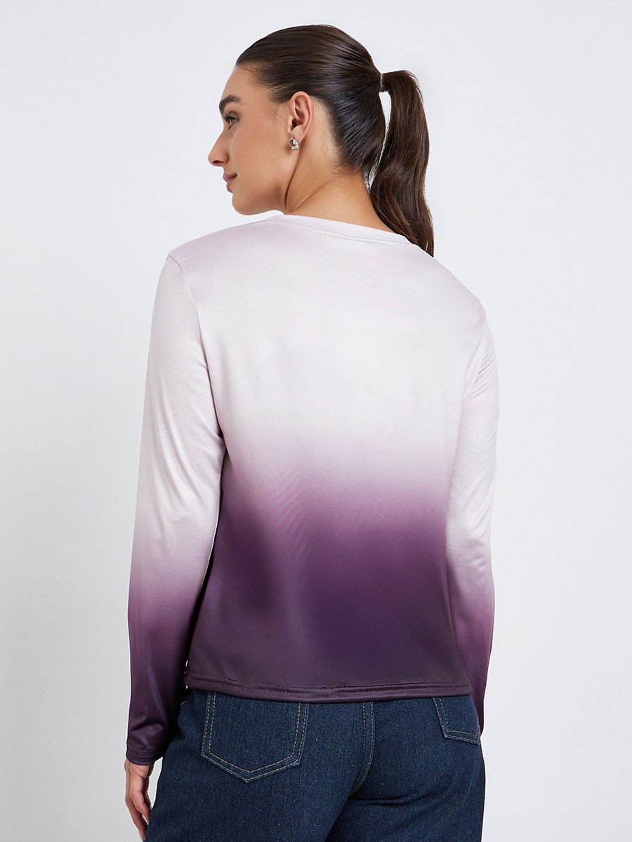 Women Ombre Look Long Sleeve T-Shirt