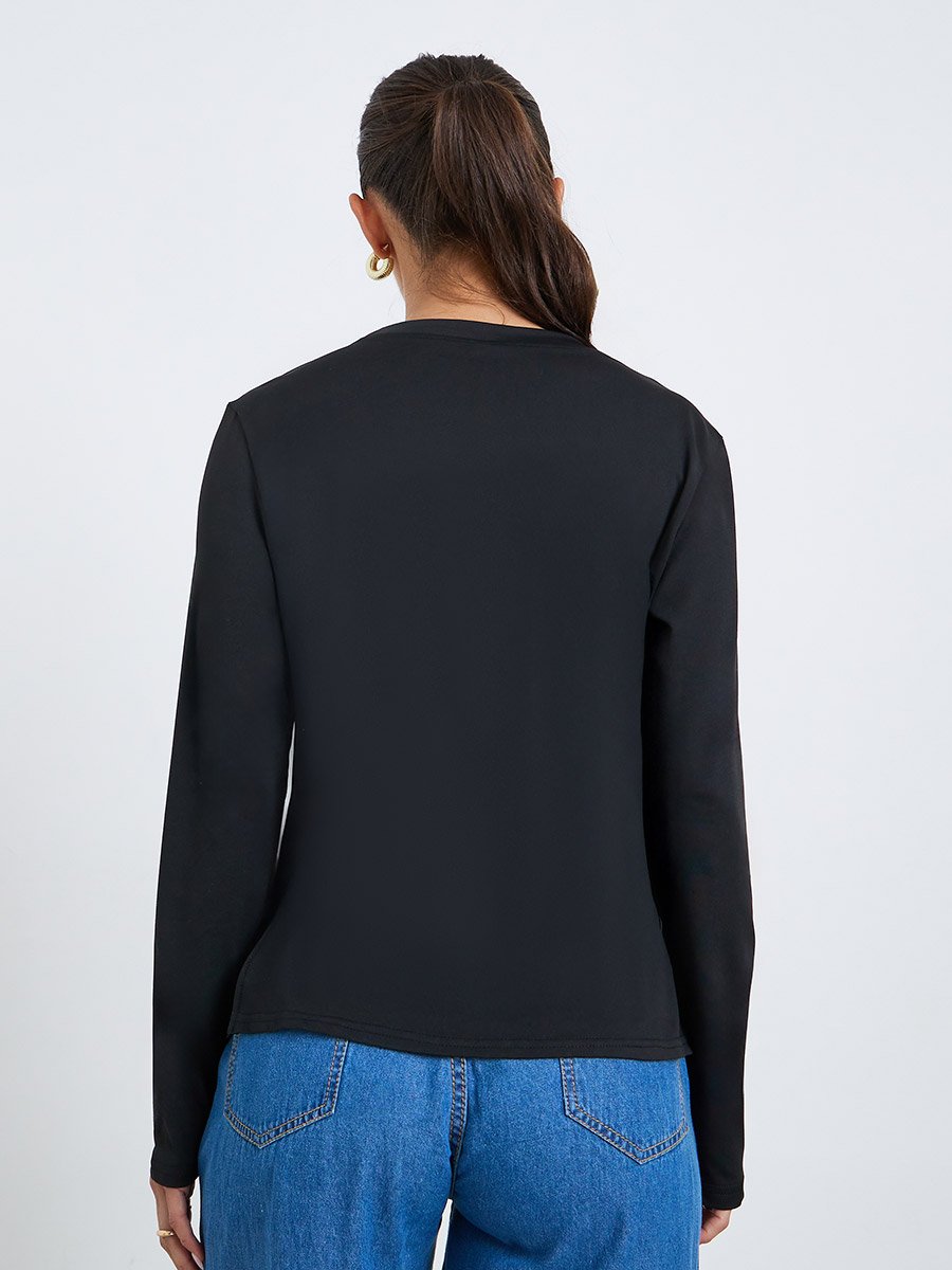 Women Asymmetric Hem Long Sleeve T-Shirt