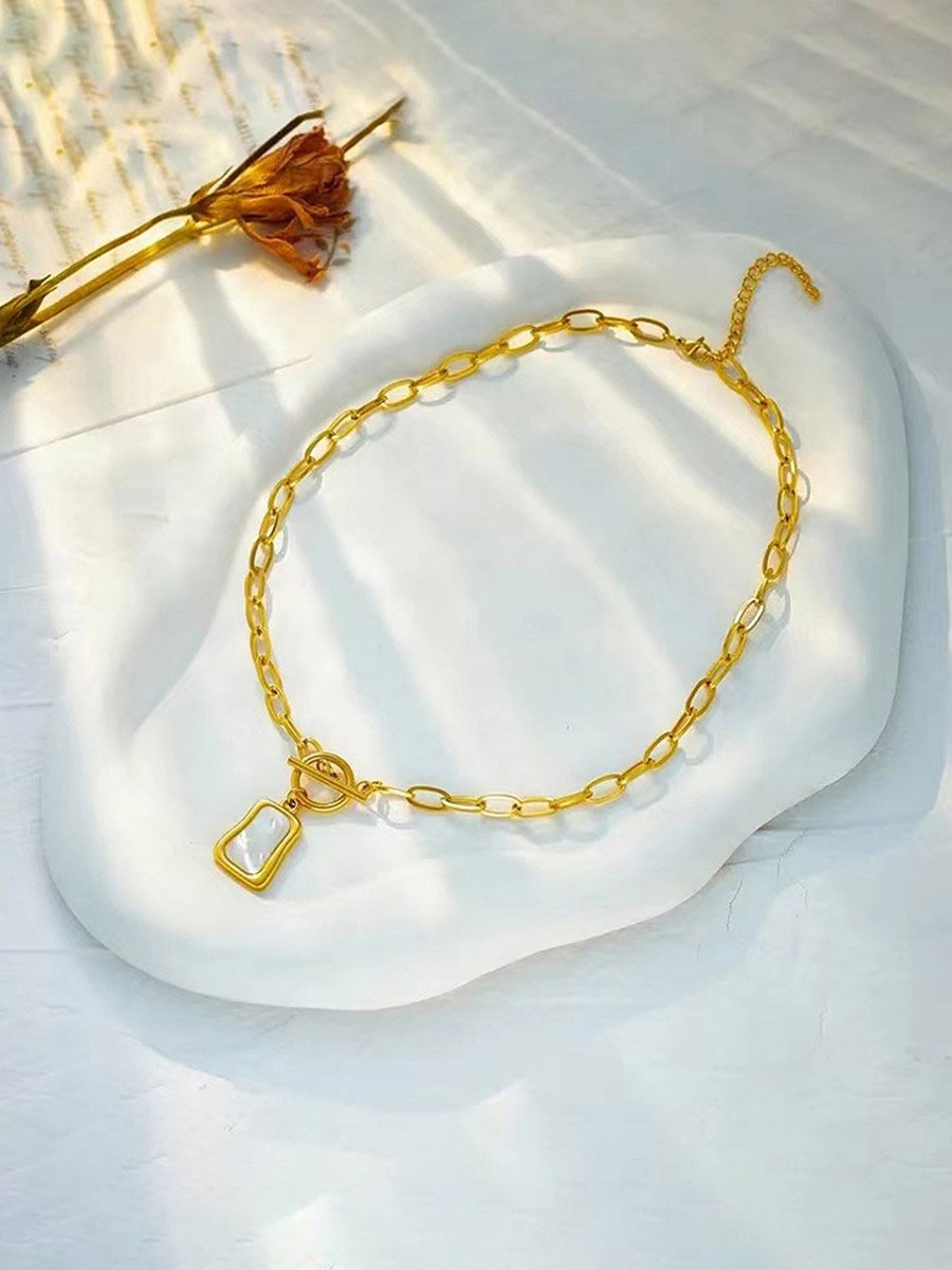 Chain Link Square Drop Necklace