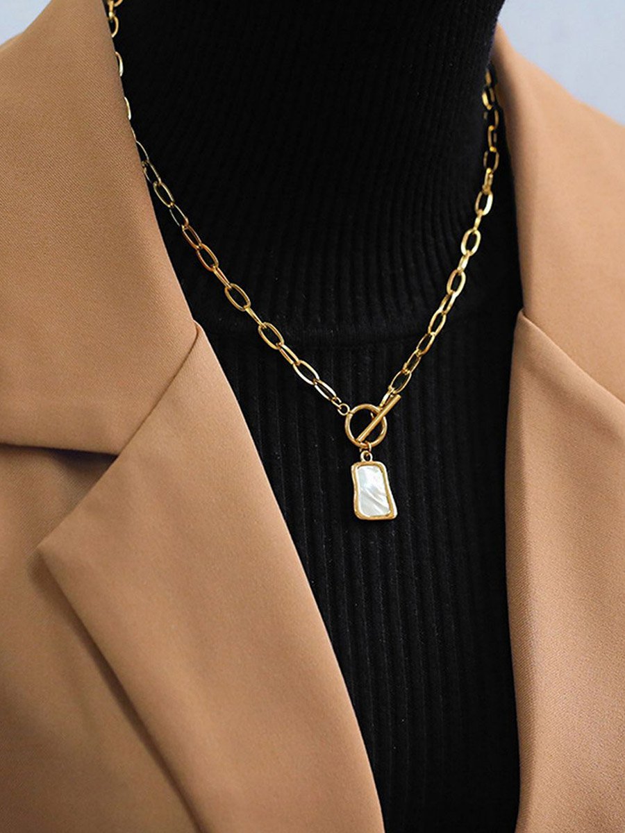 Chain Link Square Drop Necklace