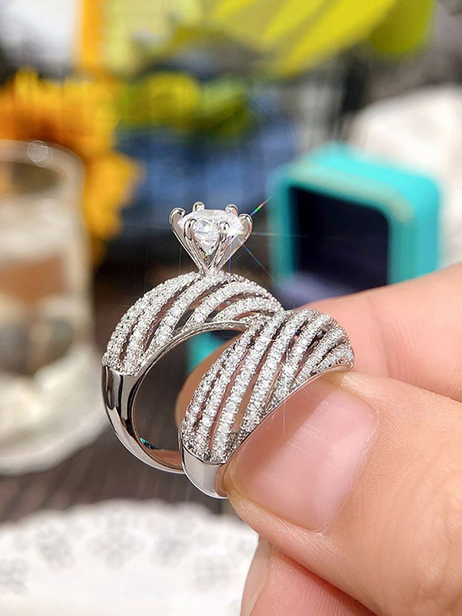 Rhinestone Inlaid Multi-Turn Ring