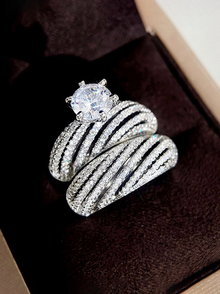 Rhinestone Inlaid Multi-Turn Ring