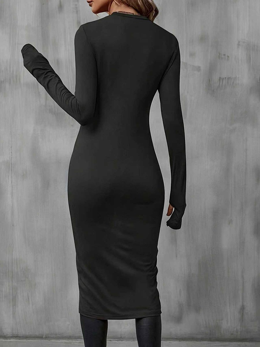 Women Black Long Sleeve Asymmetric Top
