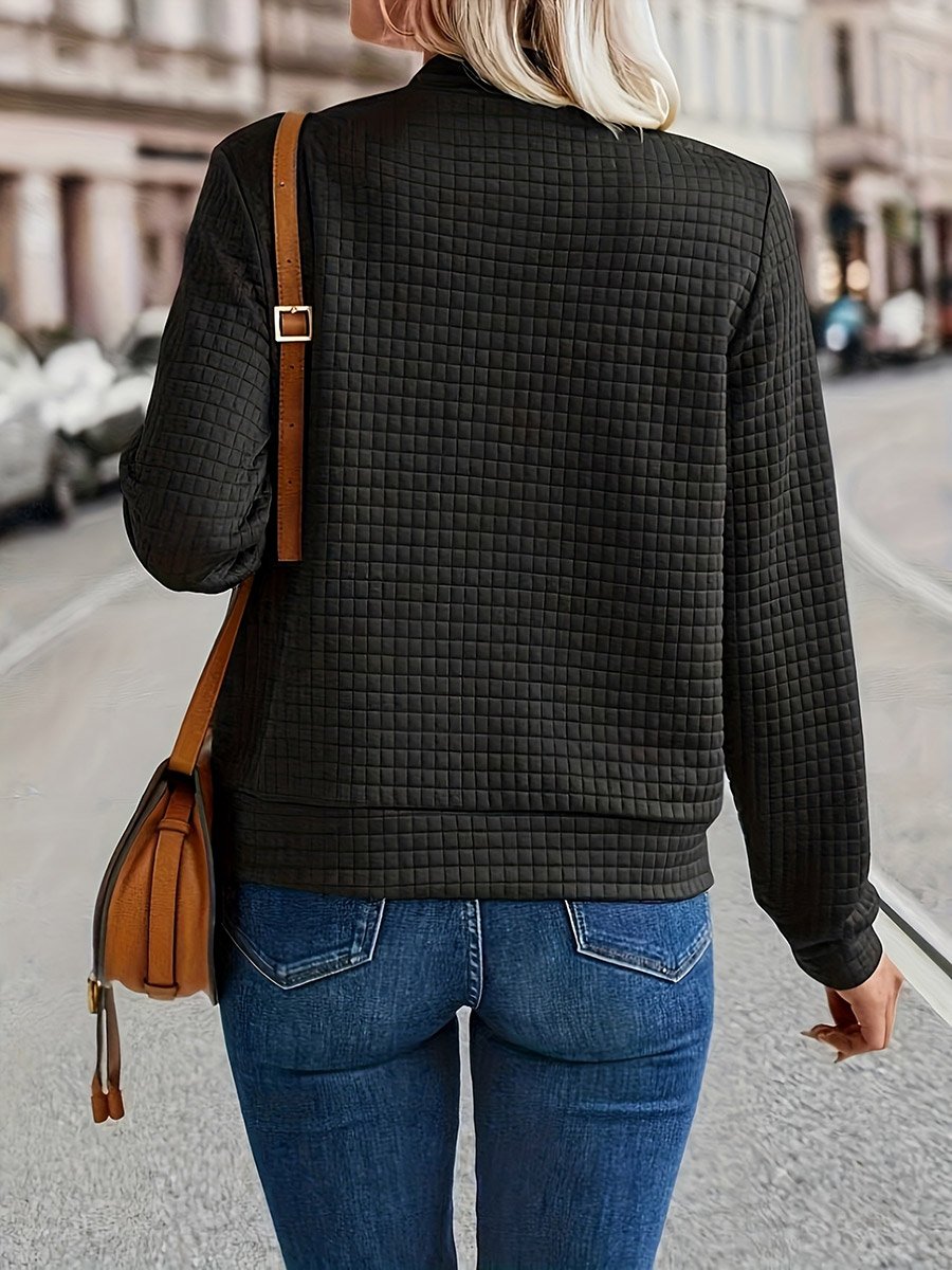 Women Textured Zip-Up Long Sleeve Jacket