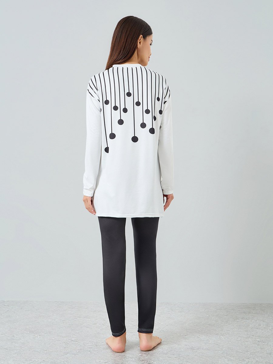 Women Graphic Printed Split Hem Top and Pyjama Set
