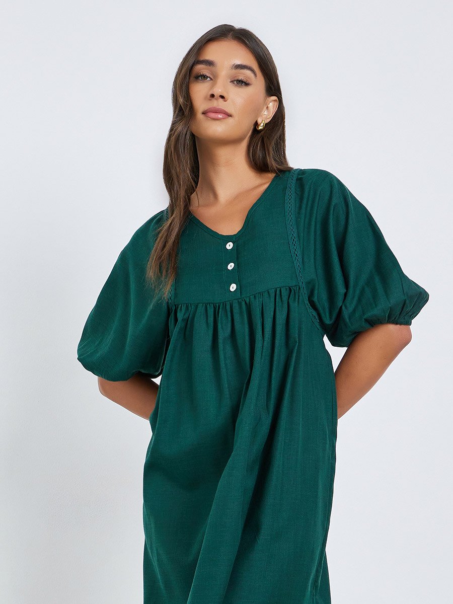 Green V Neck Maxi Dress
