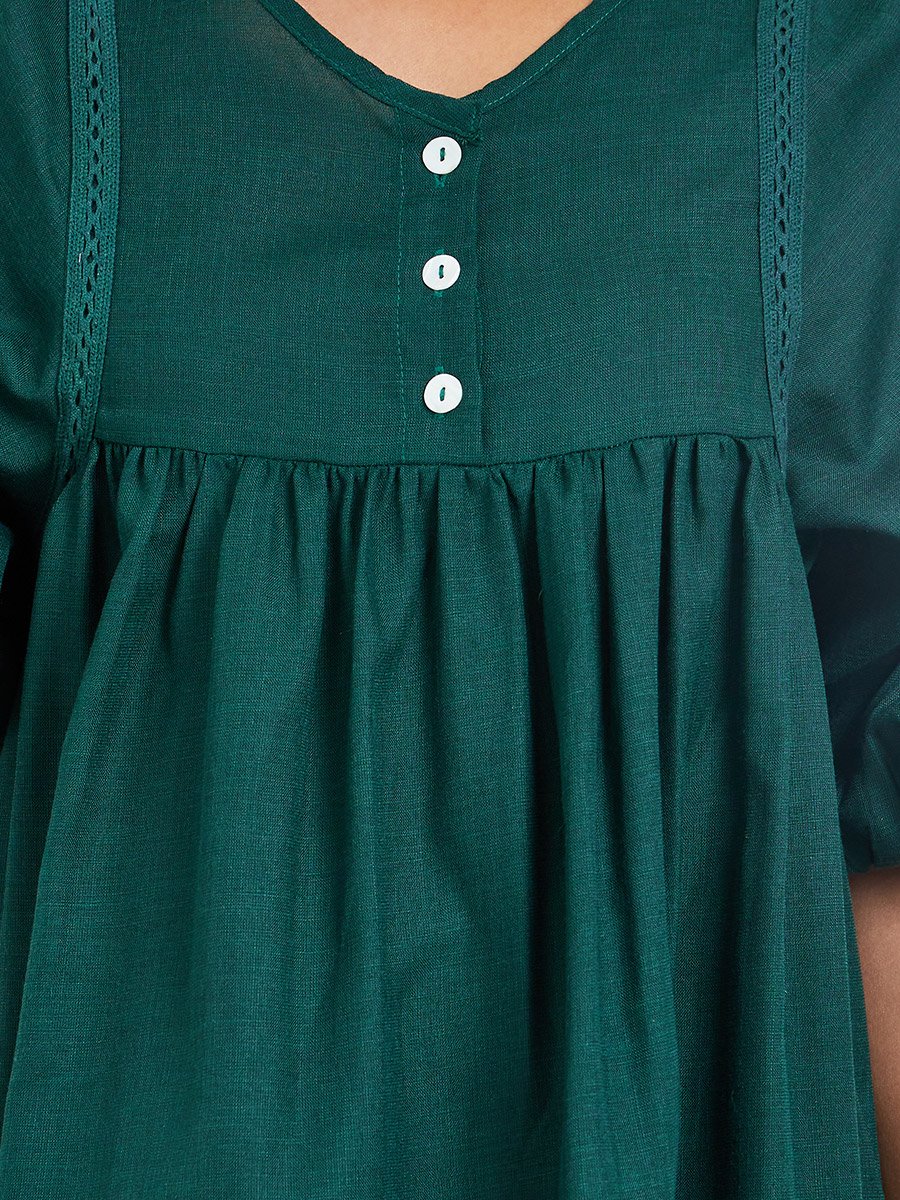 Green V Neck Maxi Dress