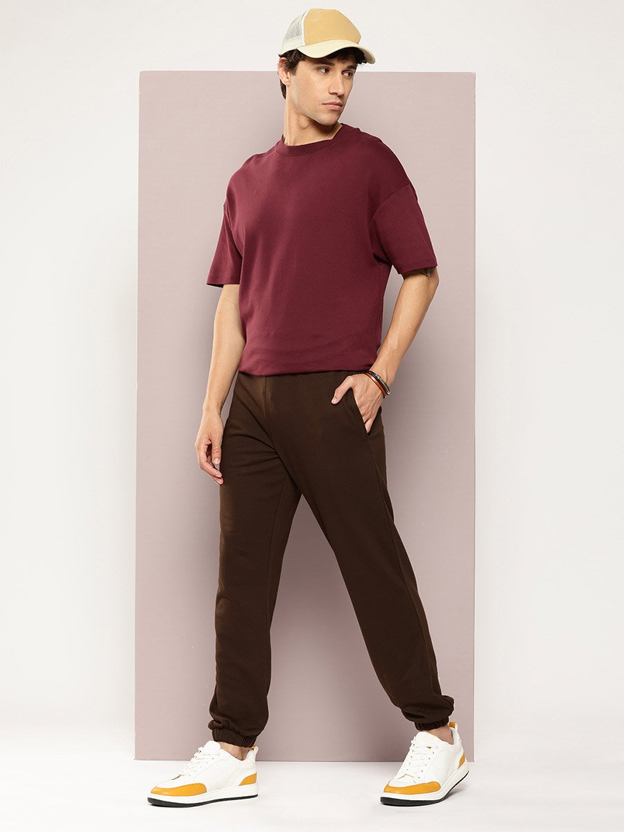 Men Brown Solid Joggers
