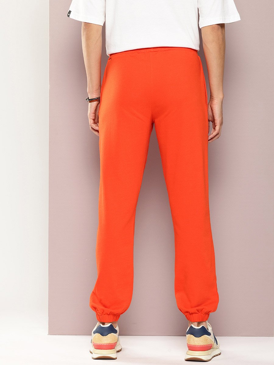 Men Orange Solid Joggers