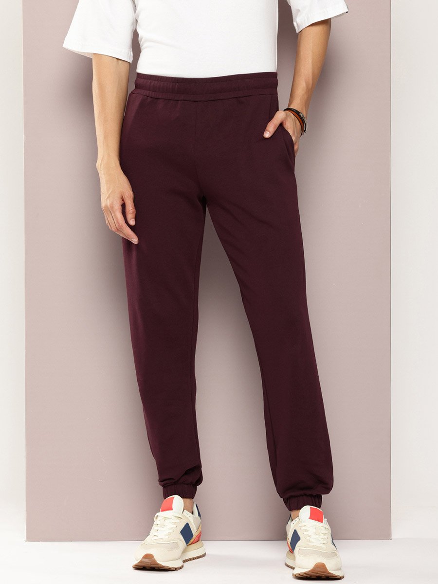 Men Purple Solid Joggers