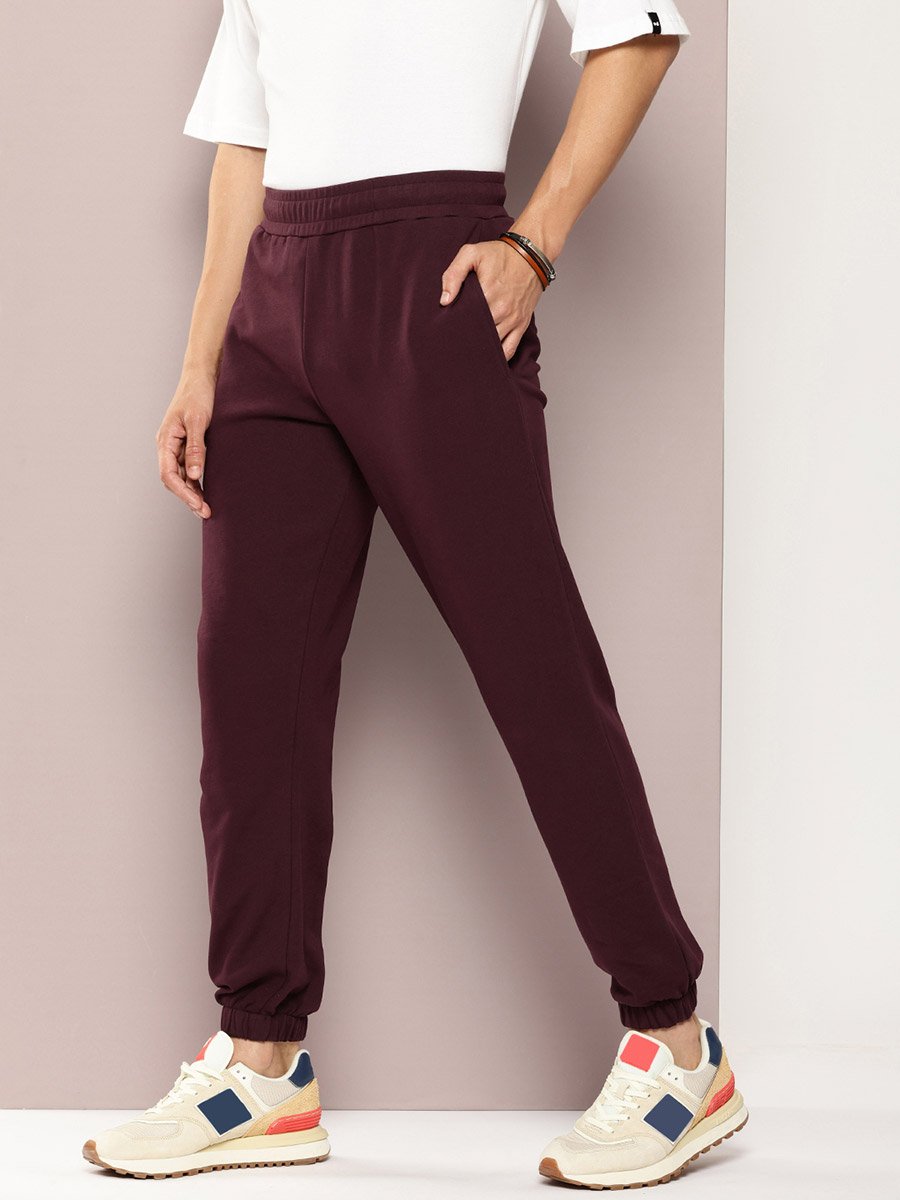 Men Purple Solid Joggers