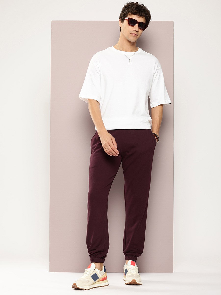 Men Purple Solid Joggers
