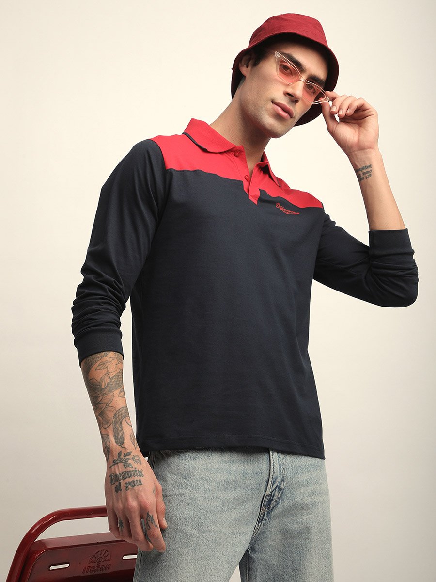 Men Color Block Regular Fit Polo