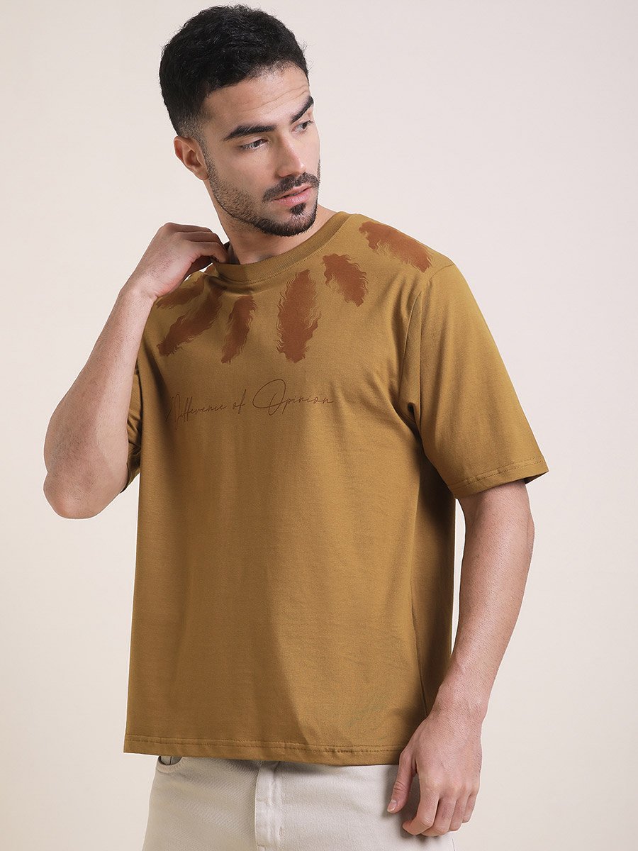 Men Oversized Crew Neck Printed T-Shirt