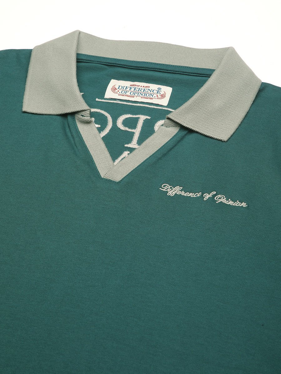 Men Relaxed Fit Embroidery Open Collar Polo