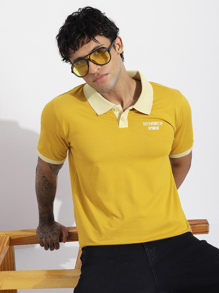 Men Relaxed Fit Open Collar Embroidered Polo