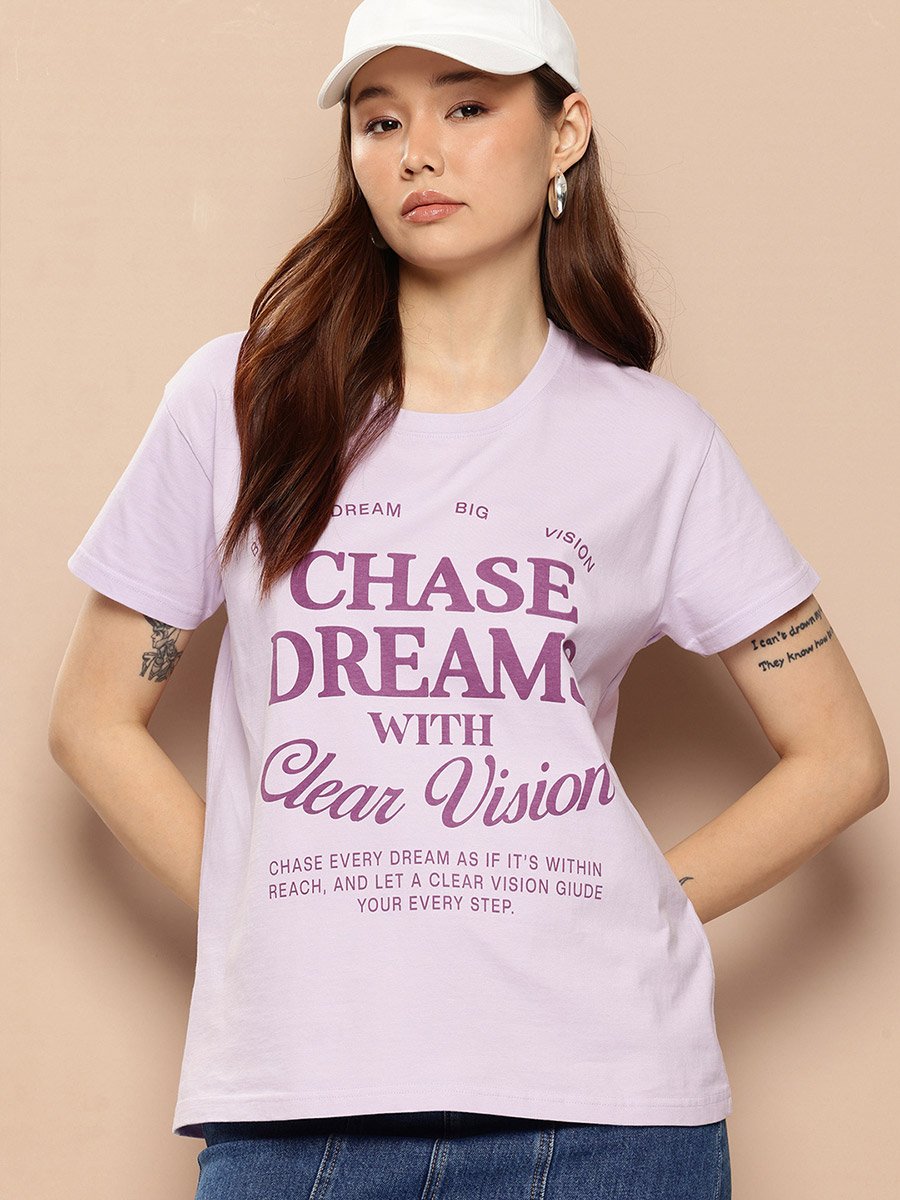 Women Boxy Slogan Print T-Shirt