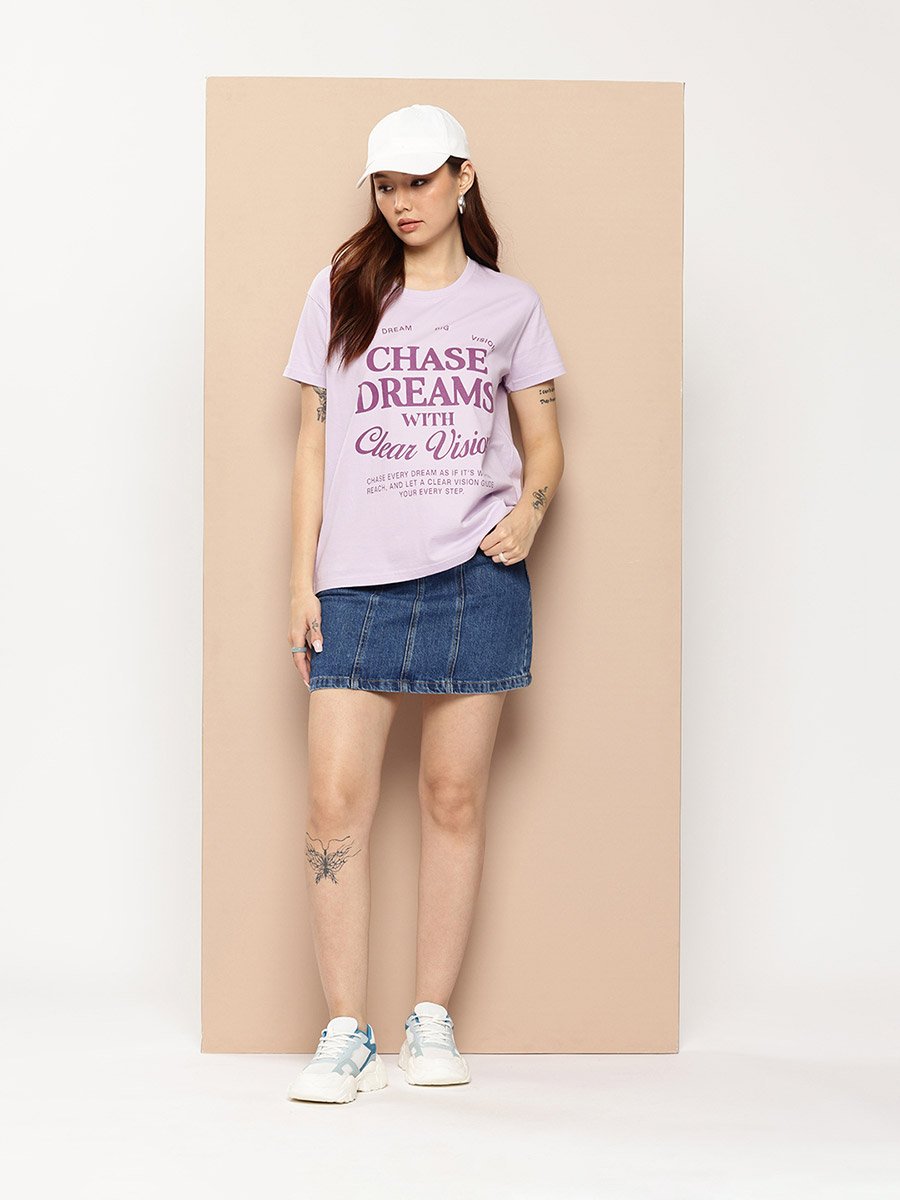 Women Boxy Slogan Print T-Shirt