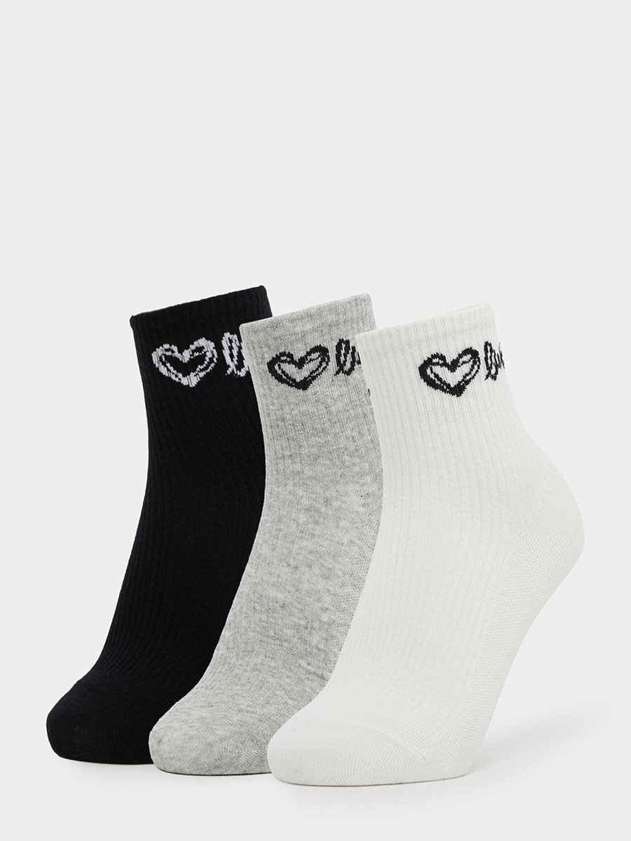Pack of 3 - Heart Print Ankle Socks