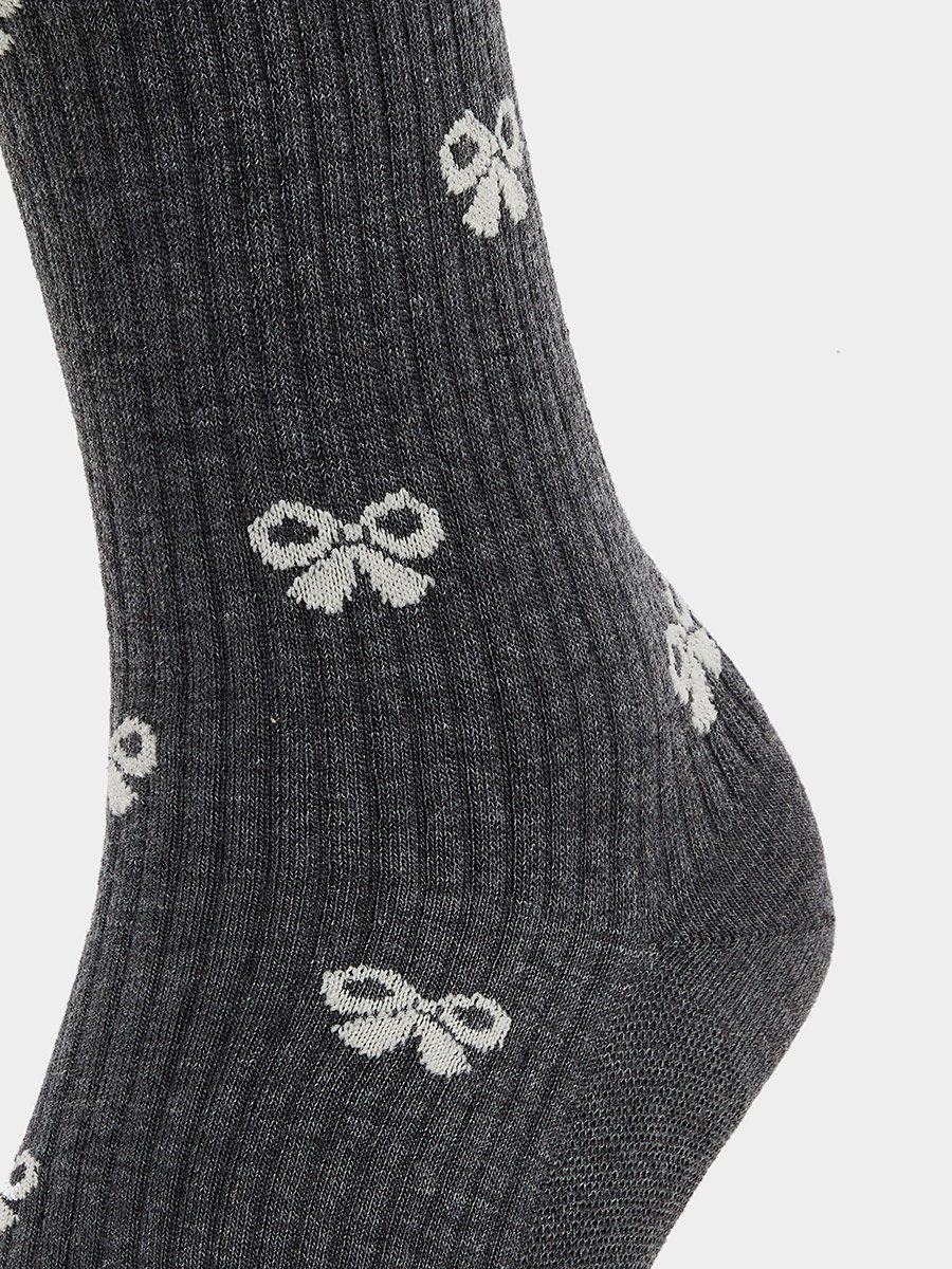 Pack of 2 - Ribbon Print Crew Socks