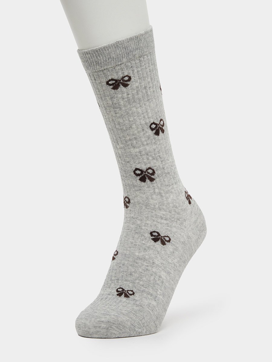 Pack of 2 - Ribbon Print Crew Socks