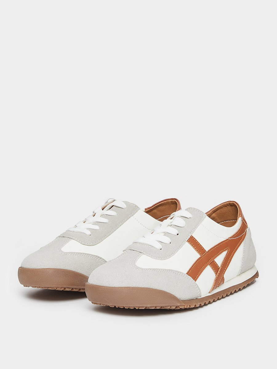 Women Brown Retro-Style Sneakers