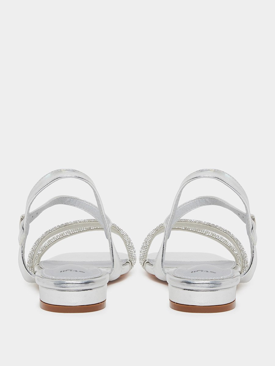 Silver Embellished Strappy Sandals