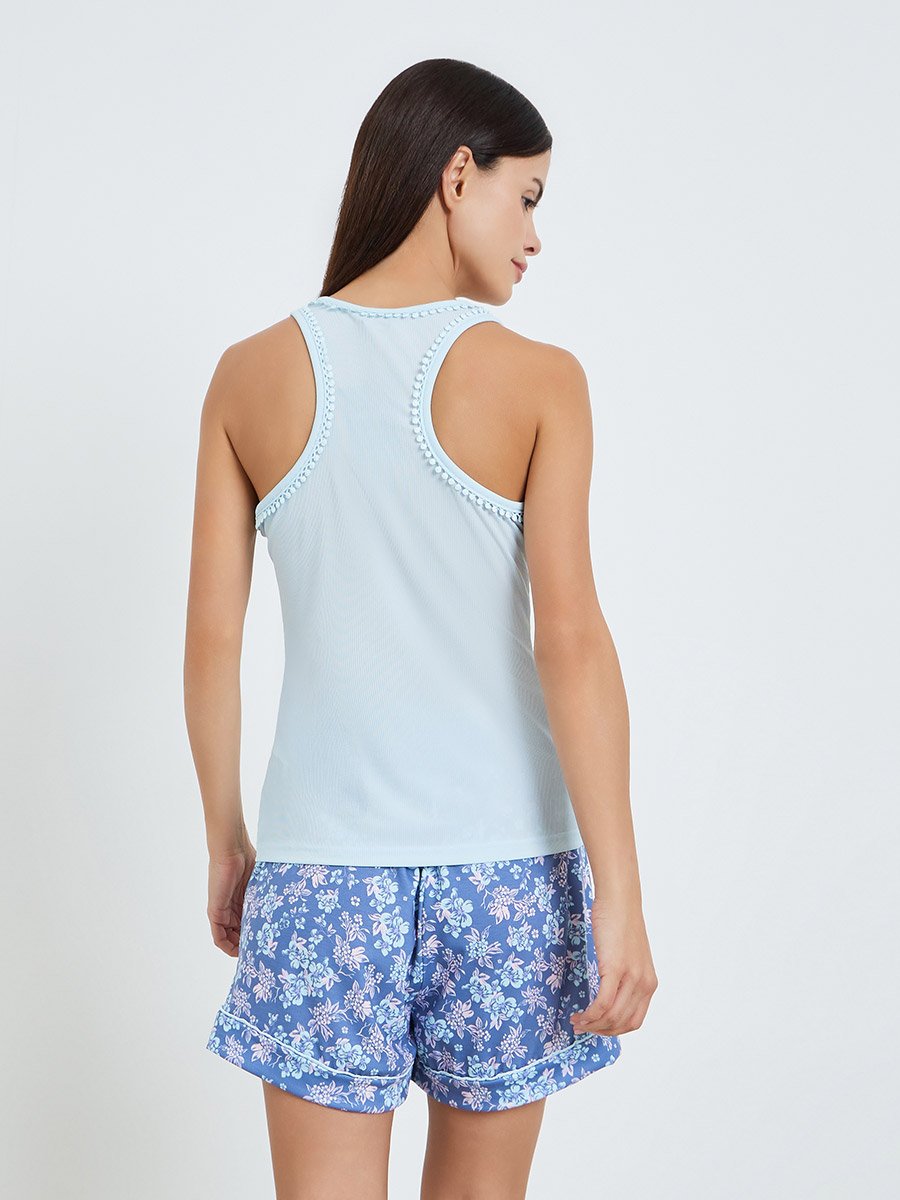 Rib Round Neck Racerback Tank and Shorts Set