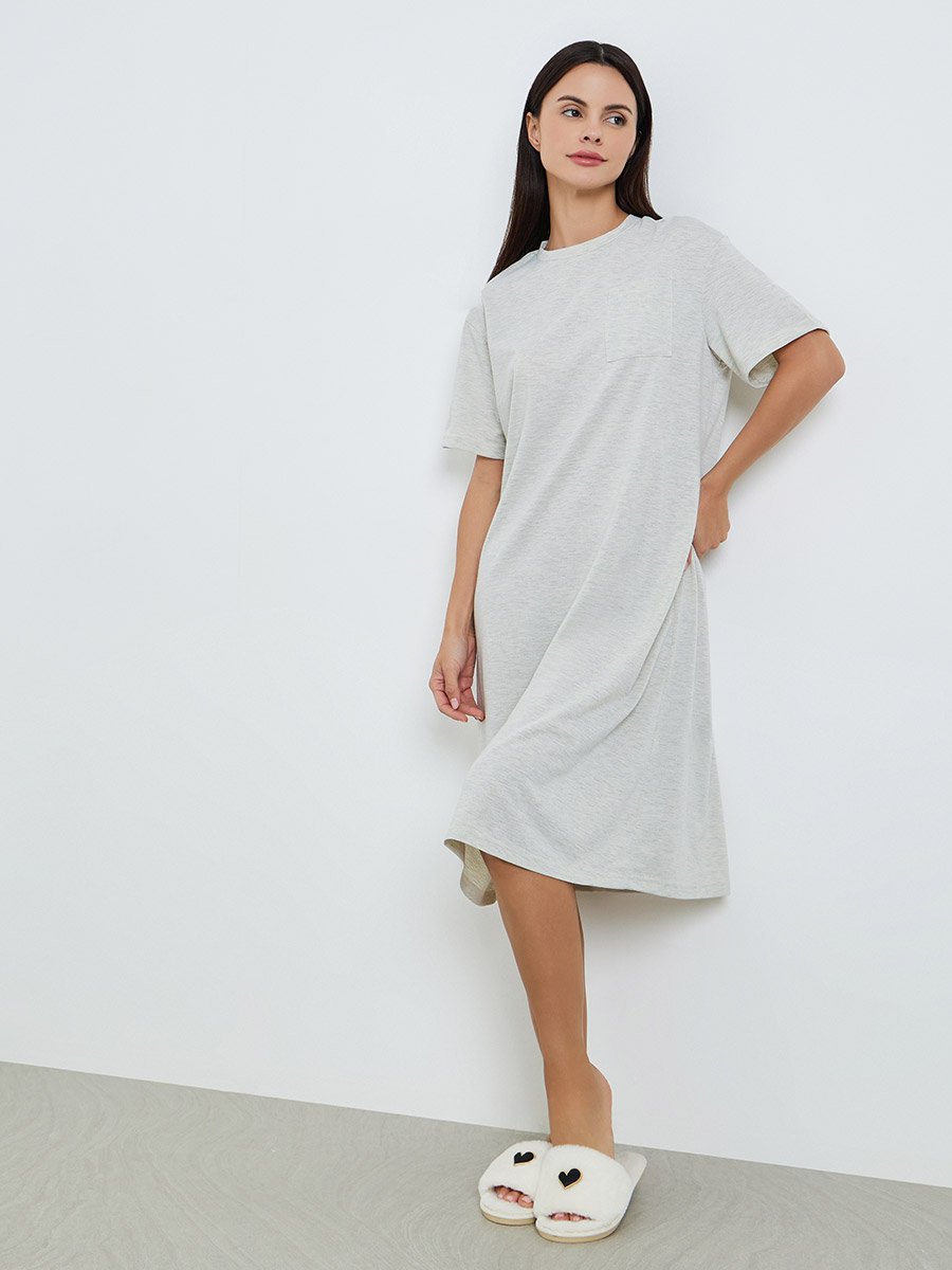 Women Grey Back Graphic Print Sleep T-Shirt