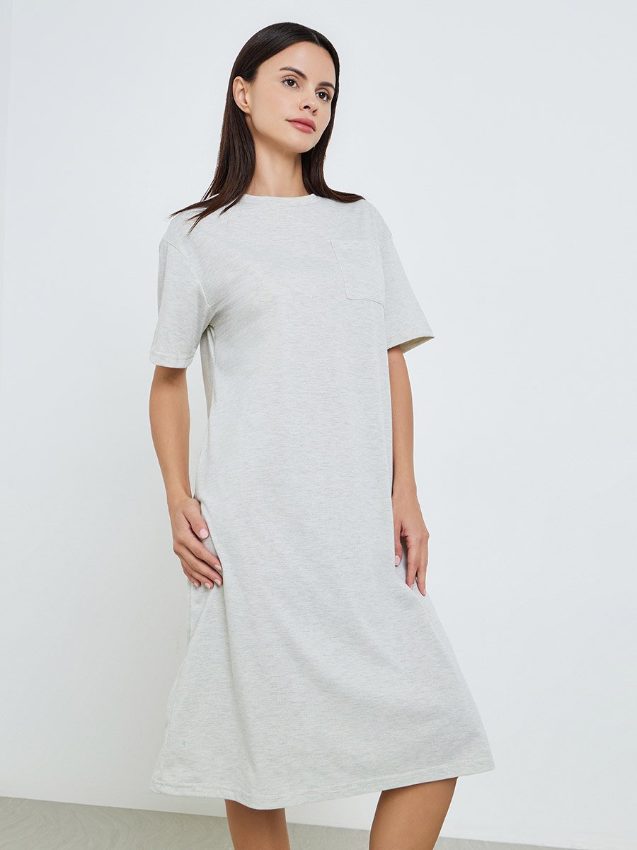 Women Grey Back Graphic Print Sleep T-Shirt