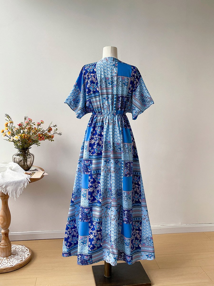 Women Floral Printed Flutter Sleeve Midi Dress