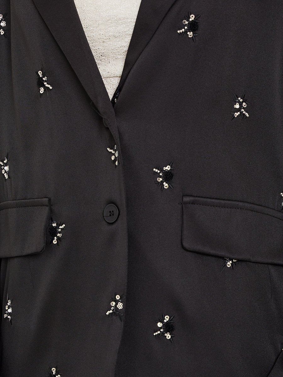 Black Embellished Regular Fit Blazer