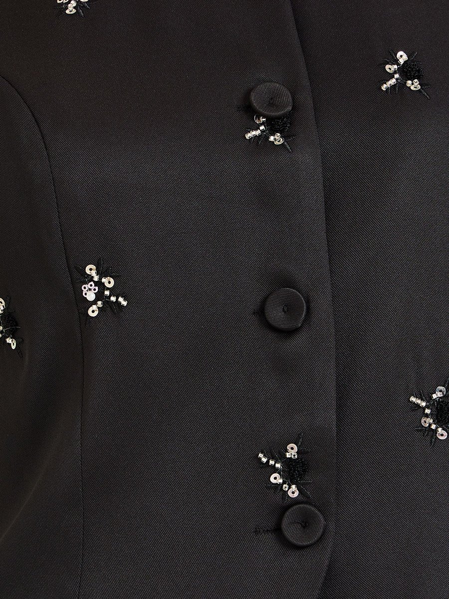 Black Embellished Sleeveless Waistcoat