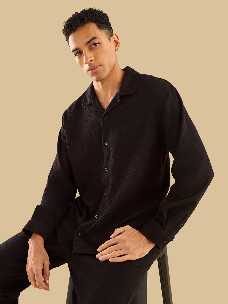 Textured Camp Collar Shirt