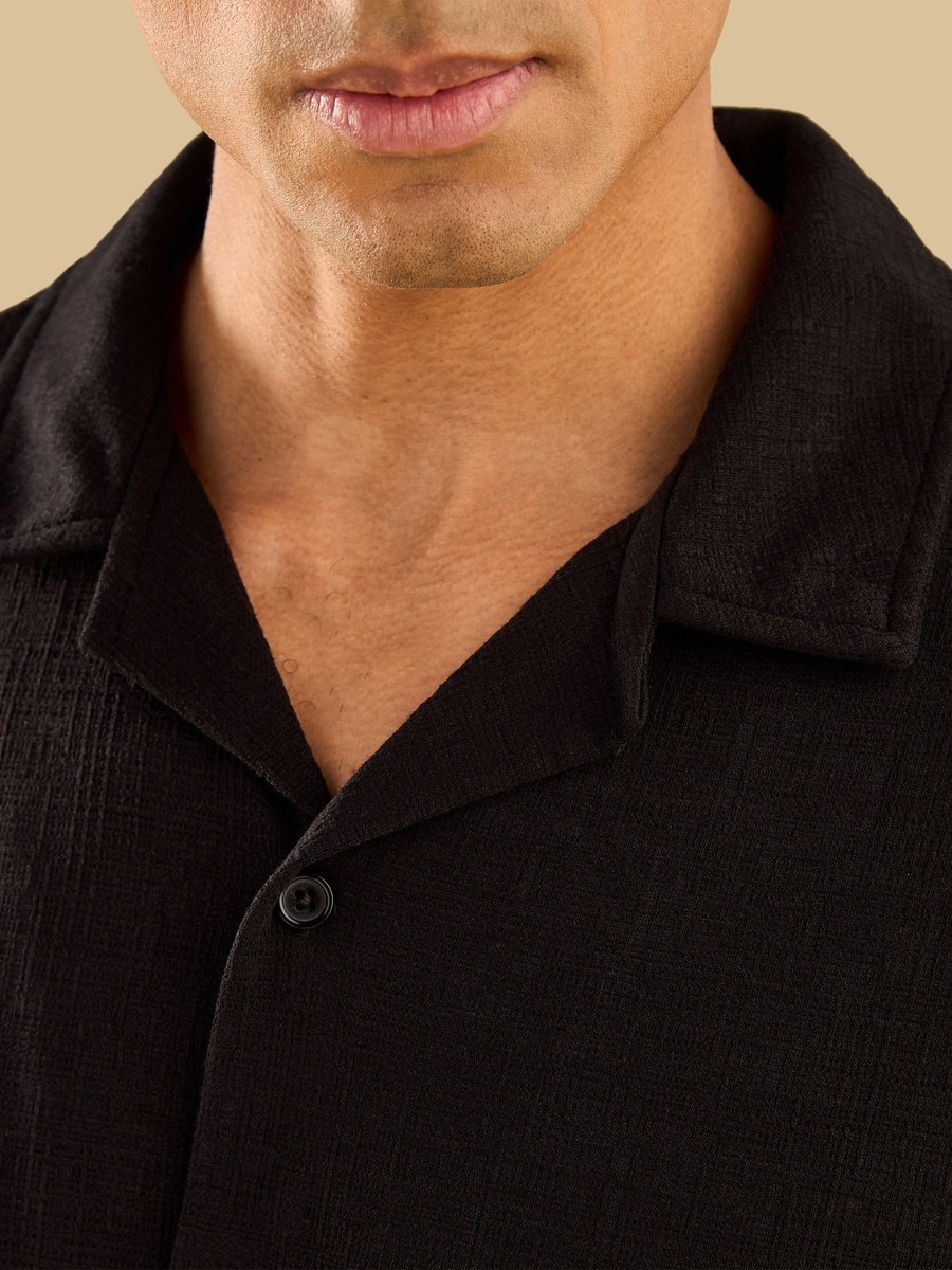 Textured Camp Collar Shirt