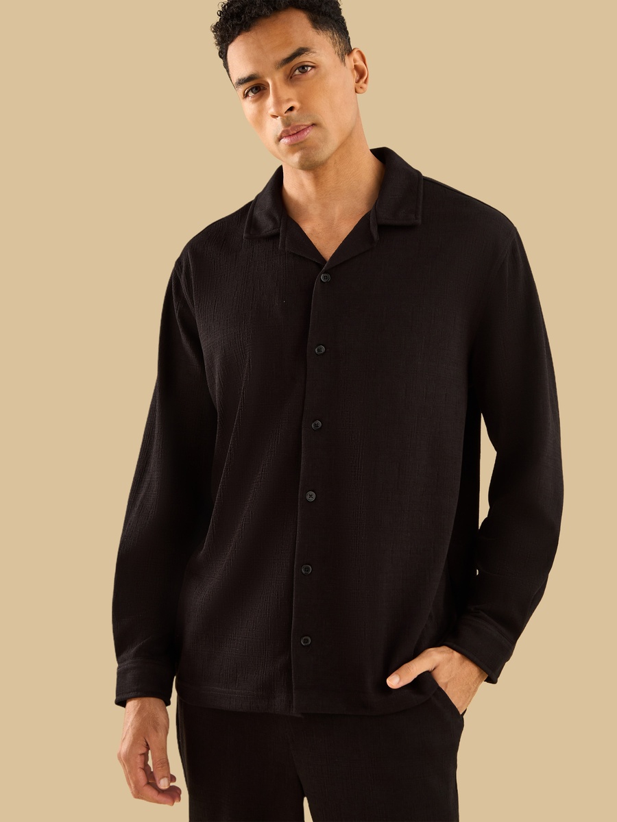 Textured Camp Collar Shirt