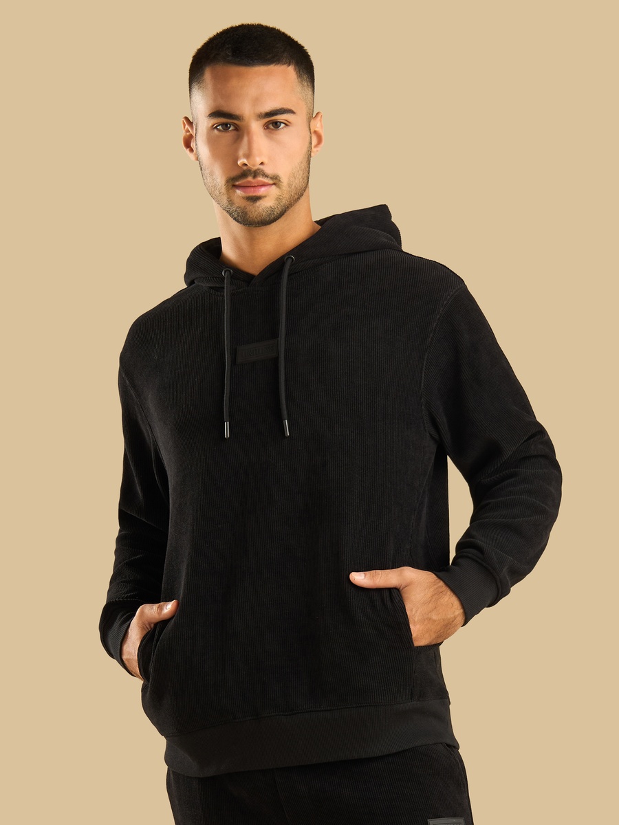 Textured Corduroy Hooded Sweatshirt