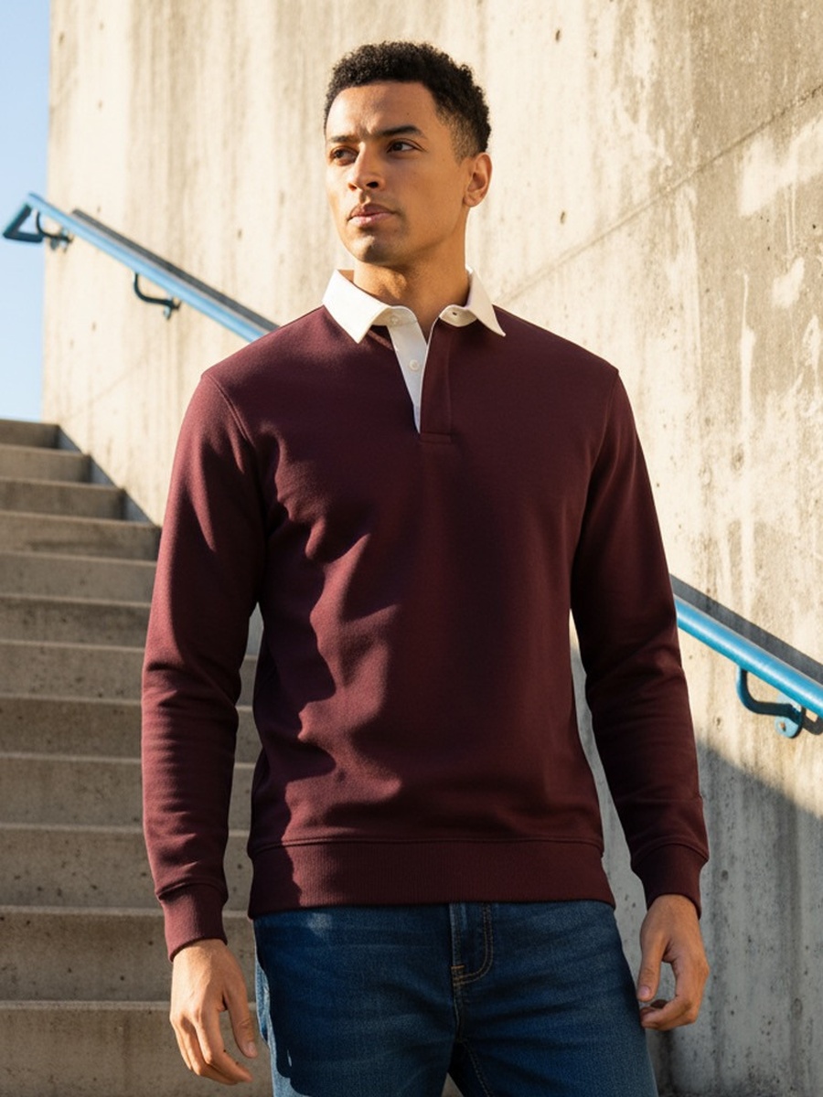 Regular Fit Collared Sweatshirt