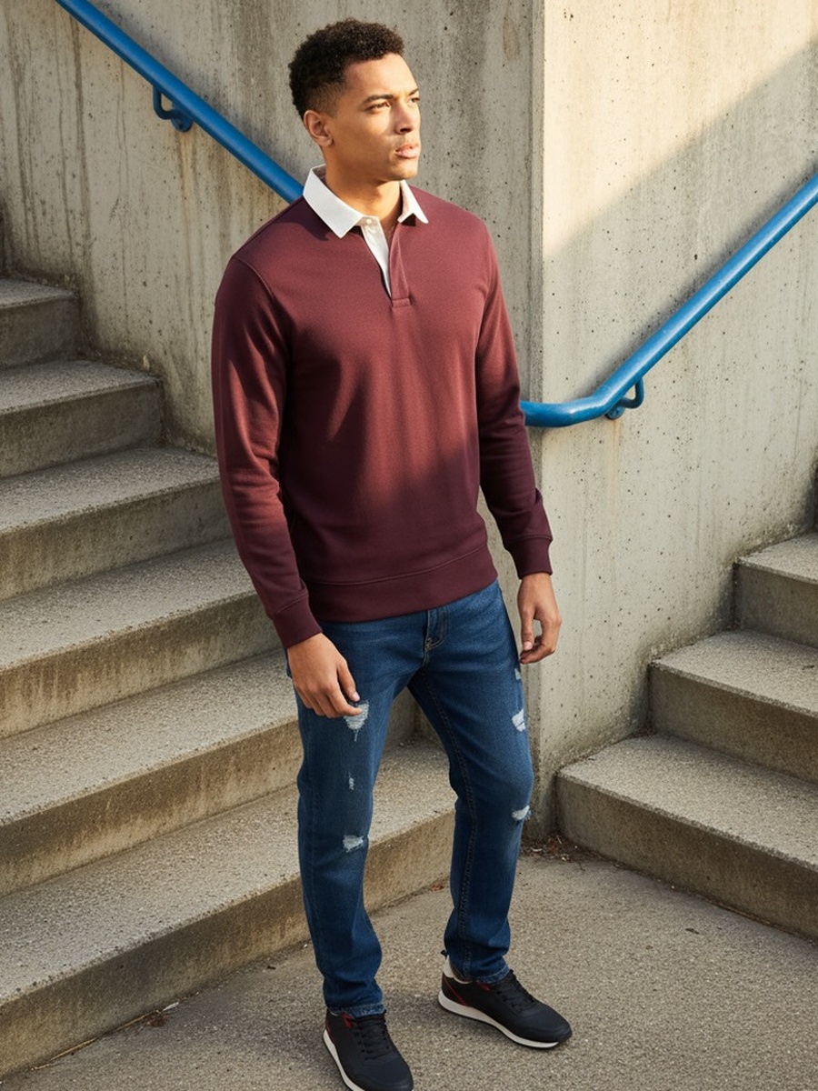 Regular Fit Collared Sweatshirt