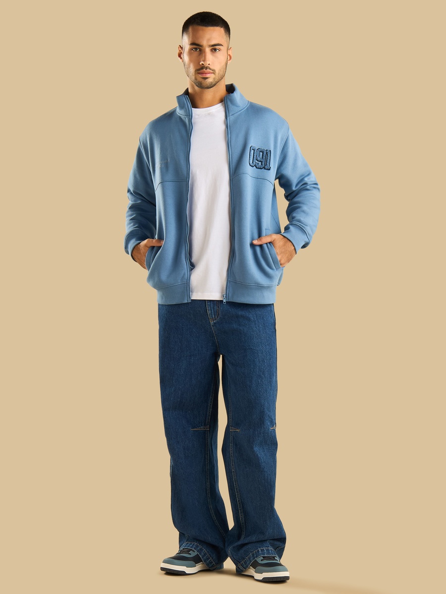 High Neck Zip Through Sweatshirt